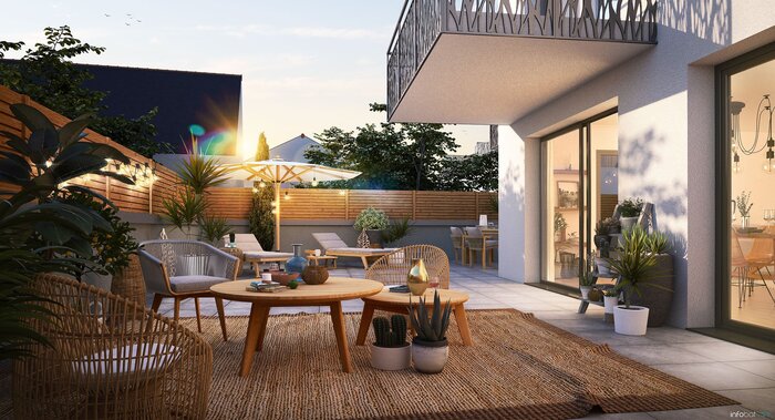 Terrasse appartement neuf résidence Le Menhir