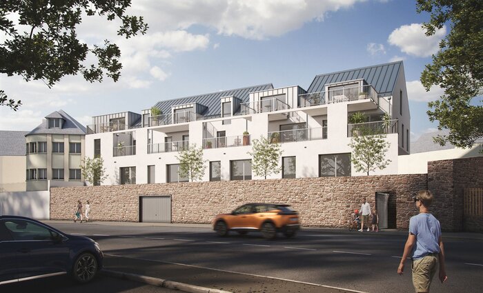 Façade programme neuf les Terrasses du Port rue des Perdrix