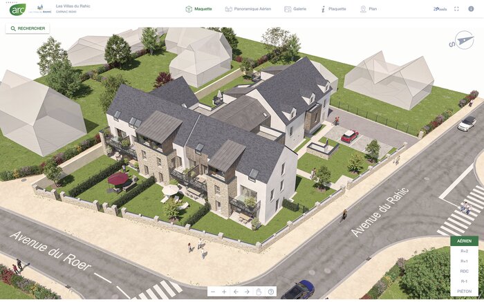 Maquette 3d les Villas du Rahic à Carnac - vue aérienne