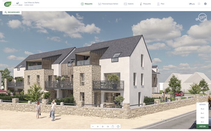 Maquette 3d les Villas du Rahic à Carnac - vue piétonne